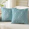 Summer Throw Pillow Covers 18x18 Inch Set of 2, Soft Plush Faux Wool Aqua Solid Couch Pillow Covers, Accent Farmhouse Neutral Square Pillow Cases for Sofa Bed Living Room